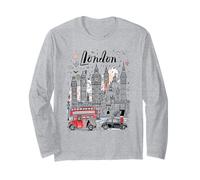 London England Souvenir Art Red Bus Souvenir Long Sleeve T-Shirt