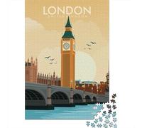 London England Travel Print 1000 Piece Jigsaw Puzzle, Urban Skyscraper View, Premium Paper Puzzle, Weekend Hobby for Families, Paper Board, 70x50cm/1000pcs
