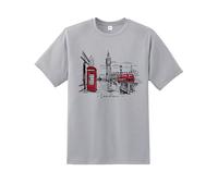 London England Tshirt Red Bus Skylin Union Jack Souvenir Tee | London City Graphic Printed Unisex London Souvenir T-Shirt with Iconic Union Jack Design for Men, Women & Kids