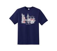 London England Tshirt Red Bus Skylin Union Jack Souvenir Tee | London City Graphic Printed Unisex London Souvenir T-Shirt with Iconic Union Jack Design for Men, Women & Kids