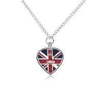 London England UK Flag Urn Necklace for Ashes Adjustable Pet Cremation Jewelry for Men Women