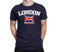 London England Union Jack Great Britain British Souvenir Mens T-Shirts Top#TA-56 Navy S