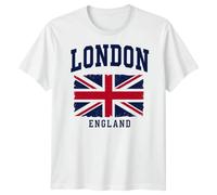 London England Union Jack T-Shirt for Men Women | Unisex Great Britain Tee | UK Travel Souvenir Gift 4XL White