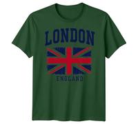 London England Union Jack T-Shirt for Men Women | Unisex Great Britain Tee | UK Travel Souvenir Gift S Bottle Green