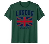 London England Union Jack T-Shirt for Men Women | Unisex Great Britain Tee | UK Travel Souvenir Gift S Forest Green