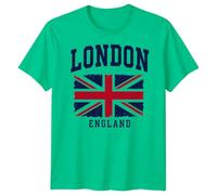 London England Union Jack T-Shirt for Men Women | Unisex Great Britain Tee | UK Travel Souvenir Gift S Kelly Green