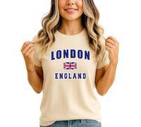 London England Union Jack Womens Graphic T-Shirt British Locations Ladies Tee Travel Souvenir Top