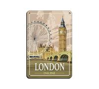 London England Vintage Travel Poster Retro Poster Metal Tin Sign Retro Iron Painting for Bar Man Cave Cafe Family Garage Poster Wall Decor 20 * 30cm