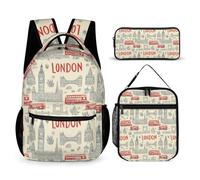 London English Casual 3pcs Backpack Sets