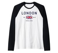 London Est AD 47 England UK Flag Raglan Baseball Tee