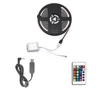 London Express 5M Bright LED Strip Lights for Bedroom Kitchen Cabinet Gaming Setup Bar TV Mirror Dimmable RGB LED Strips Light with Remote Control, Colour Changing Room Lights, Plug in Lights