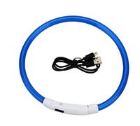 London Express Light Up LED Dog Collar USB Rechargeable Adjustable Cut Night Safety Collars for Dogs, Cats, Puppies and Pets - Fashionable Glow in the Dark Collar Lights to Keep Pets Safe (Blue)