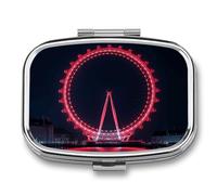 London Eye at Night Pill Box Cute Square Pill Case Portable Medicine Tablet Vitamin Holder Organizer for Purse Pocket