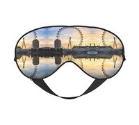 London Eye Print Sleep Mask Silk Eye Cover Soft Satin Blindfold Elastic Strap Night Eyeshade Travel Nap for Women Men