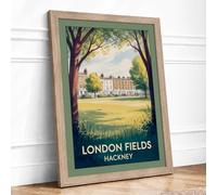 London Fields Estate Vintage Framed Wall Art Print A2 (59.4×42cm) Oak,