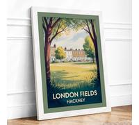 London Fields Estate Vintage Framed Wall Art Print A2 (59.4×42cm) White,