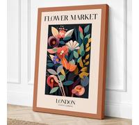 London Flower Market Art Deco Canvas Wall Art Print 24x16 Inch (61 x 41 cm)