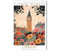 London Flower Market Poster Plant Collection Floral Art Museum Poster Suitable for Living Room Bedroom Office Home Decor Gift Wall Decor