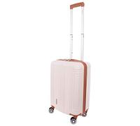 London Fog 21 Inch ABS Hard Sided Suitcase - Cabin Approved EasyJet, BA & Jet2 | Hard Shell Luggage with 8 Spinner Wheels | Fits 56x45x25 Cap 37L 55cm 2.6g LFL002 (Small, Cream)