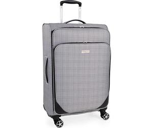 London Fog 26 Inch Soft Sided Suitcase - with x4 Dual Spinner Wheels, Soft-Shell Luggage Drag Handle | 65L Litre 67 cm 26" | Newbury LFL004 (Medium)