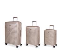 London Fog Cavendish Champagne Hard Shell 3pc Suitcase Set, 4 Dual Wheel Luggage in Metallic Gold | Size: 3 Pack London Fog Metallic Gold 3 Pack
