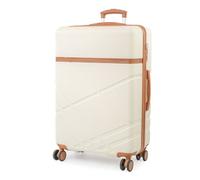 London Fog Eton Large Cream Hard Shell Suitcase - 8 Spinner Wheels And Tsa Lock