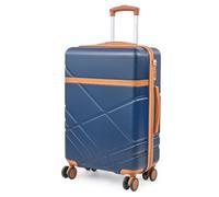 London Fog Eton Medium Navy Hard Shell Suitcase - 8 Spinner Wheels And Tsa Lock