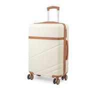 London Fog Eton Hard Shell Suitcase - TSA 8-Wheel Cabin & Hold Luggage (S/M/L) in Cream | Size: Medium London Fog Cream Medium