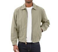 London Fog Men's Auburn Zip Front Light Mesh Lined Golf Jacket Cotton Lightweight, Cement, XL Tall