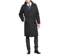 LONDON FOG Men's Iconic Double Breasted Trench Coat with Zip-Out Liner and Removable Top Collar, Charcoal, 38