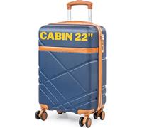 London Fog Virgin Atlantic Cabin Approved Suitcase - Lightweight VA Carry On Size 22" Onboard ABS Hard Shell, Luggage | 360 Wheels, Fully Lined Interior, TSA Lock LFL007 (Navy/Tan)