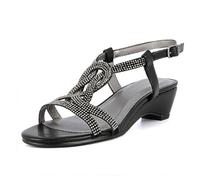 LONDON FOG Womens Macey Demi-Wedge Dress Sandals, Black, 9 Wide