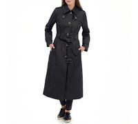 London Fog Women's Single Breasted Long Trench Coat with Epaulettes and Belt Trenchcoat, Black, L