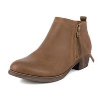 LONDON FOG Women's Tina Ankle Bootie, Brown Smoothe, 7 Wide