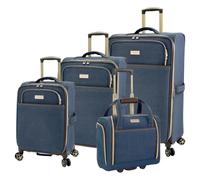 London Fog Yorkshire II 4 Piece Nested Set Soft Side, Navy Herringbone | Herringbone