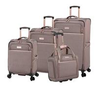 London Fog Yorkshire II 4 Piece Nested Set Soft Side, Rose Charocal Herringbone
