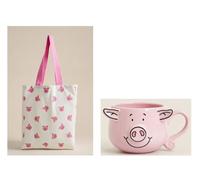 London Food Hall M&S Percy Pig Gift Set, Pink Ceramic Mug and Tote Bag
