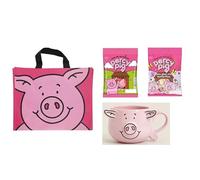 London Food Hall M&S Percy Pig Gift Set, Pink Pig Theme, Includes Tote Bag, Mug, Sweets