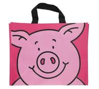 London Food Hall Reusable Shopping Bag with Percy Pig Design, Pink, Tote Bag with Black Handles