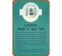 London from a bus top Funny Metal Novelty Tin Sign Metal Retro Wall Decor for Home,Street,Bars,Restaurants,Cafes,Store Sign Gift 12 X 8 INCH Metal Sign