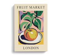 London Fruit Market Exhibition Apple Canvas Print | Gallery Wrapped 30mm Frame Wall Art | 30x20 inches | Ready to Hang | Modern Still Life Picture | Living Room Bedroom Lounge Office