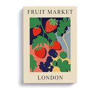 London Fruit Market Exhibition Strawberry Canvas Print | Gallery Wrapped 30mm Frame Wall Art | 30x20 inches | Ready to Hang | Modern Still Life Picture | Living Room Bedroom Lounge Office