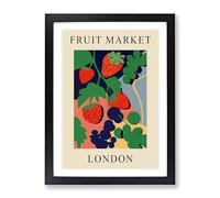 London Fruit Market Exhibition Strawberry Framed Print | A2 Black Framed Wall Art | Ready to Hang | Modern Food Picture | Living Room Bedroom Lounge Office