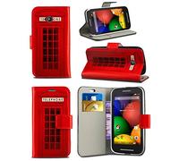 London Gadget Store Case for Alcatel OneTouch POP Star (3G) OT-5022 - New Bright Creative Graphic Pattern Wallet Case Cover Printed Design with Integrated Stand - Red Telephone Booth Box