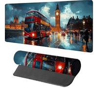 London Gaming Mouse Mat 800x400x3mm, Mouse Pad Large Big Ben, Desk Mat with Stitched Edge, Mousepad with Non-Slip Rubber Base, Office Accessories, Keyboard Pad, for Gifts, Gaming, Desk Office, E-3614