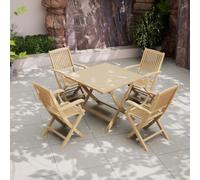 London Garden Dining Set - 4 Seater - 90cm - Square - Folding - Acacia Wood - 4 Folding Armchairs