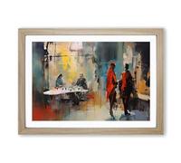 London Gestural Framed Print | A2 Oak Framed Wall Art | Ready to Hang | Eclectic Historical Picture | Living Room Bedroom Lounge Office