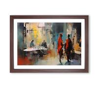 London Gestural Framed Print | A2 Walnut Framed Wall Art | Ready to Hang | Eclectic Historical Picture | Living Room Bedroom Lounge Office