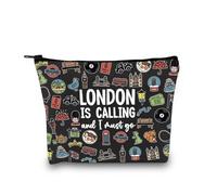 London Girls Weekend Gift - England Travel Souvenir Accessories Bag - Toiletry Bag (Must Go London BLK EU)