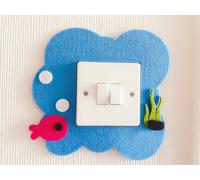 London Golden Swan 3D Blue sea fish and bubble Aquarium Light switch cover sticker Felt Material! Kids children room Bathroom toilet wall decor